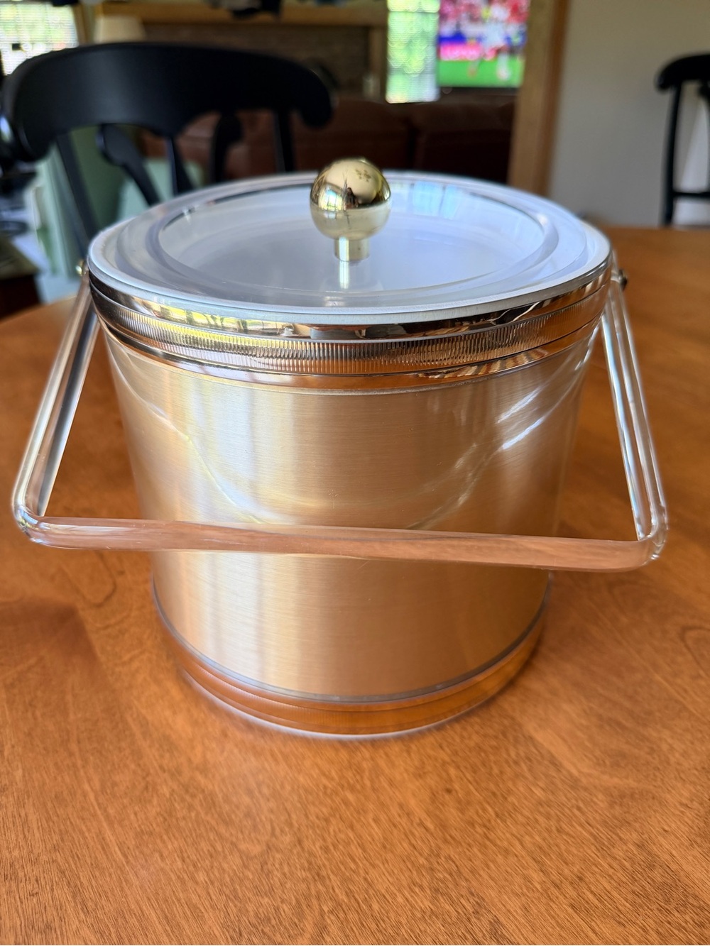 Vintage Mid Century Modern Georges Briard Gold Acrylic Ice Bucket with Lid